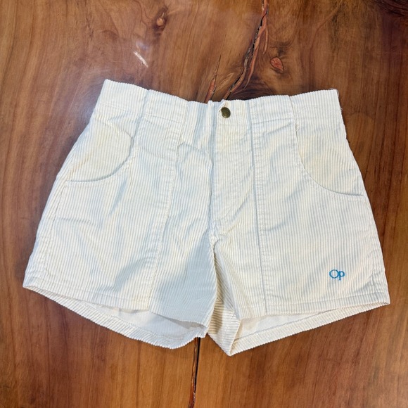 OP Other - Vintage 80s 70s OP Mens Shorts 30 Cotton Corduroy Beach Longriders Cream M23